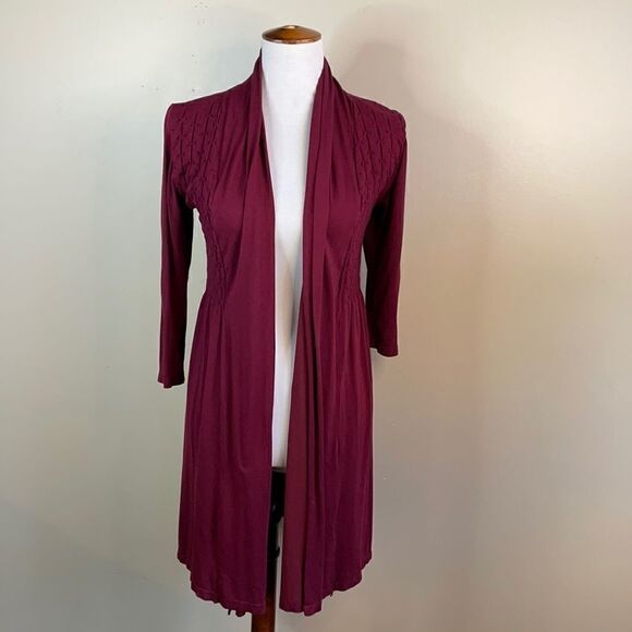 M.Rena Burgundy Long Open Lightweight Top (Size: Small) - Picture 4 of 14